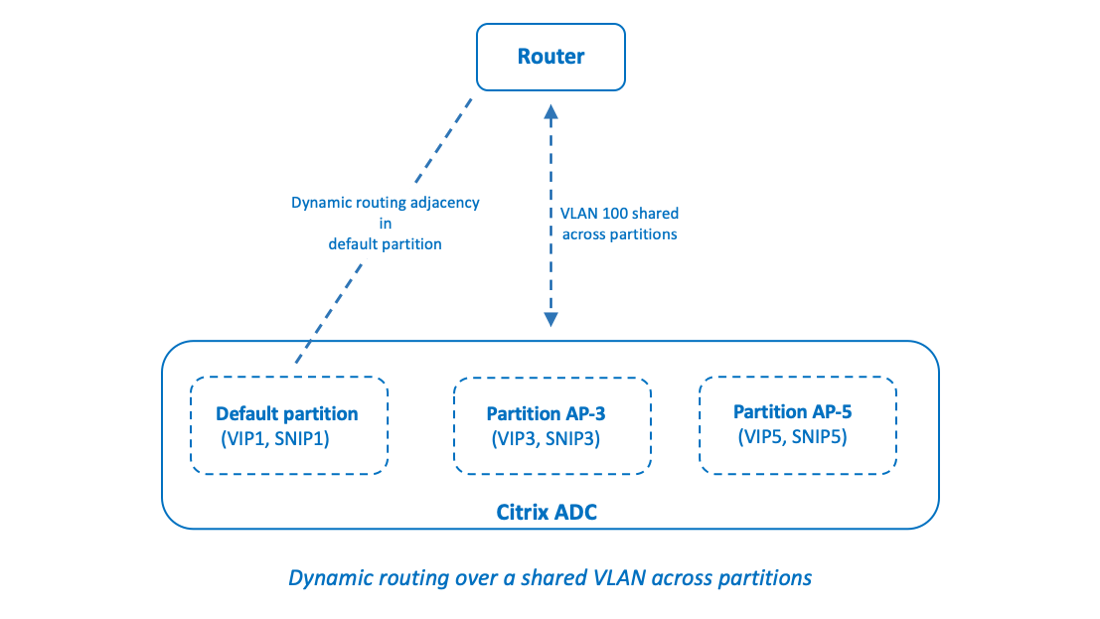 跨分区的共享VLAN上的动态路由