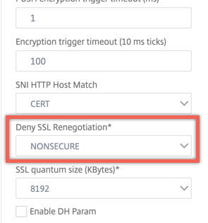 Back-end secure renegotiation SSL profile
