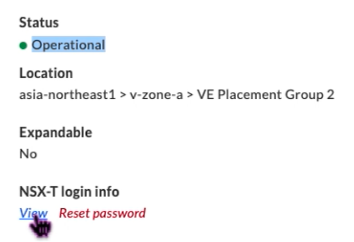 Información para iniciar sesión en NSX-T