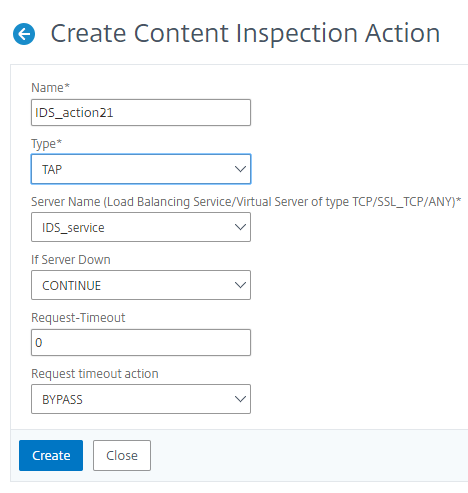 Create Content Inspection Action