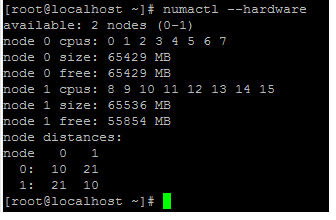 numactl hardware命令输出