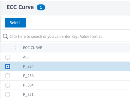 选择ECC曲线值