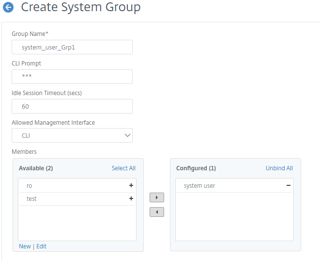 Citrix ADC GUIでユーザー認証用のシステムユーザーグループを作成する
