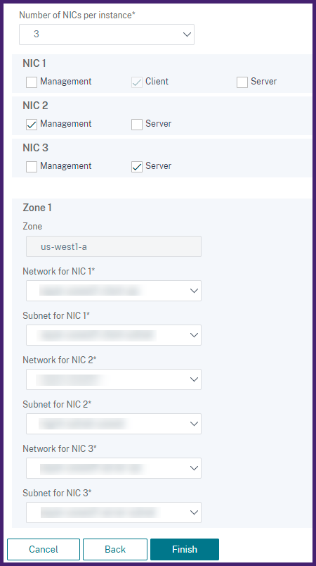 cartes réseau pour une instance ADC