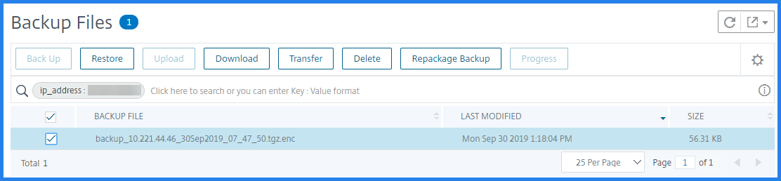 Reconditionnez le fichier sauvegardé pour restaurer une appliance SDX