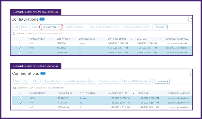 选取ectionnez les packs de configuration associés au même StyleBook