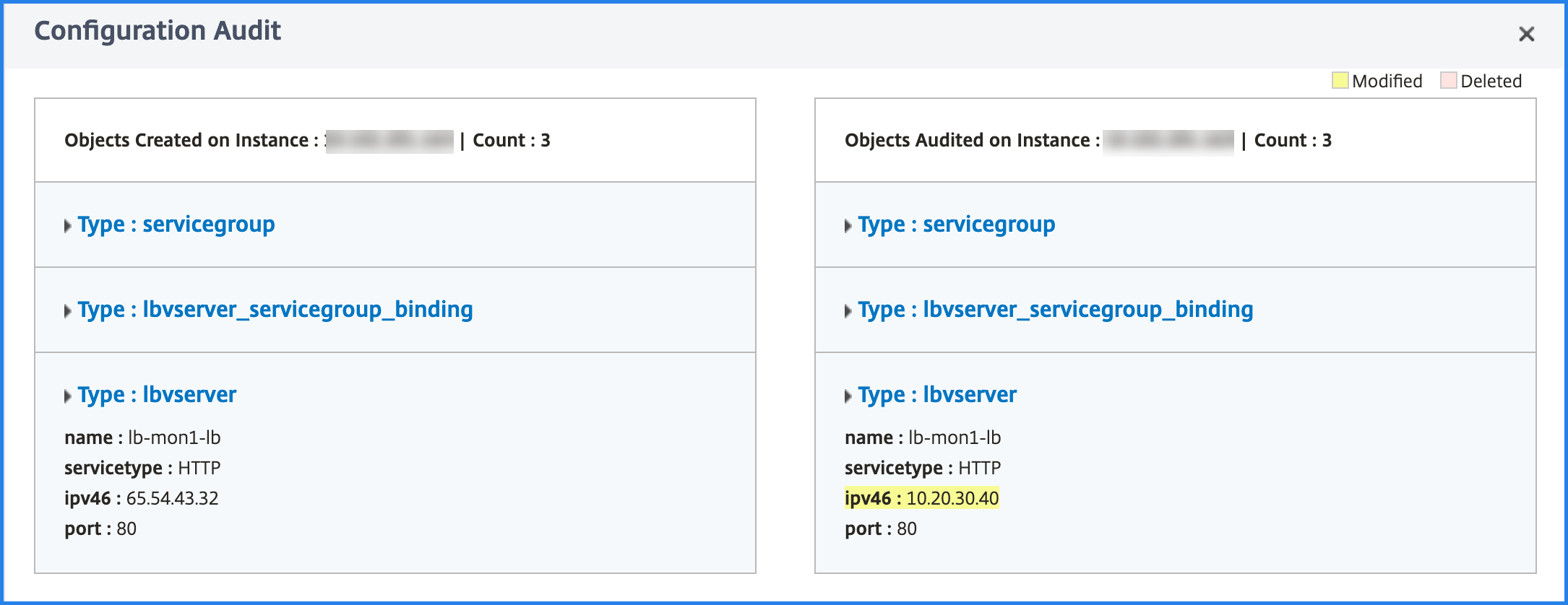 Audit de la configuration ADC par rapport au pack de configuration