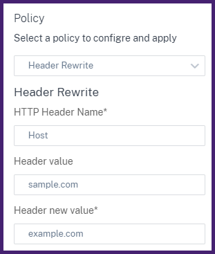 Header-rewrite policy