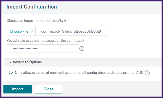 Configuration d'importation