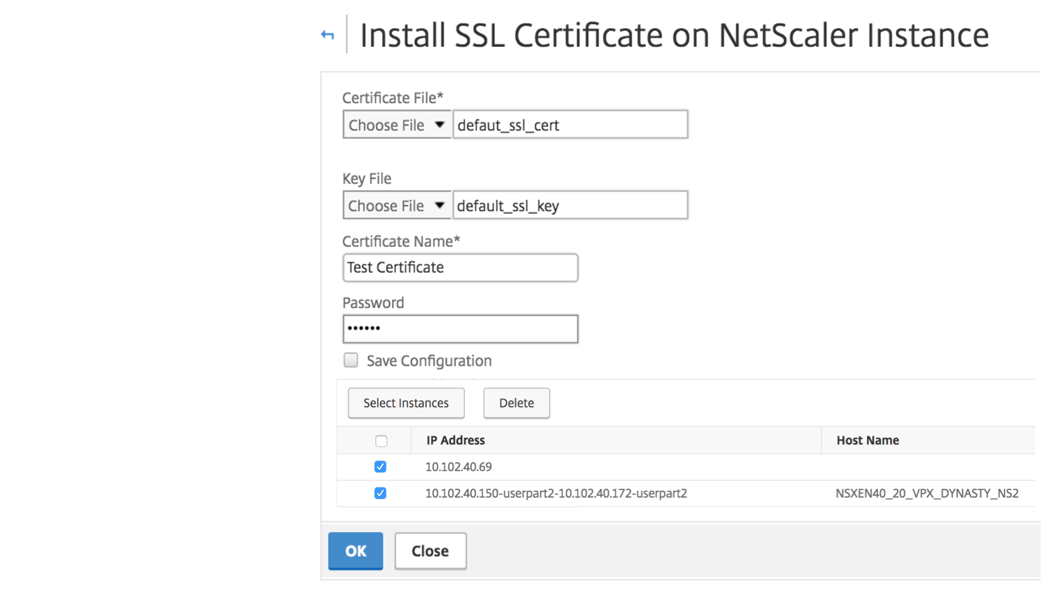 Enregistrer la configuration