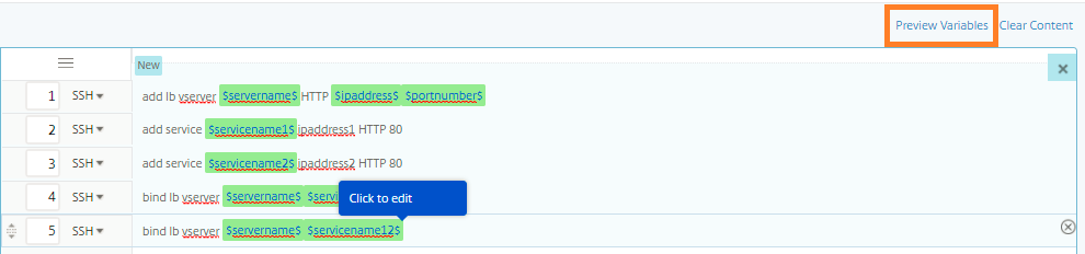 Variables d'aperçu