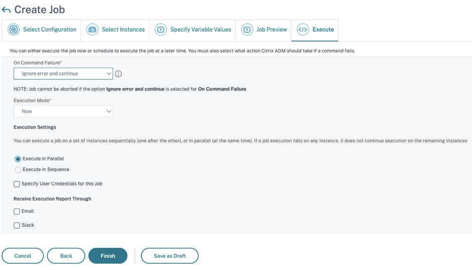 Ejecutar trabajo de configuración