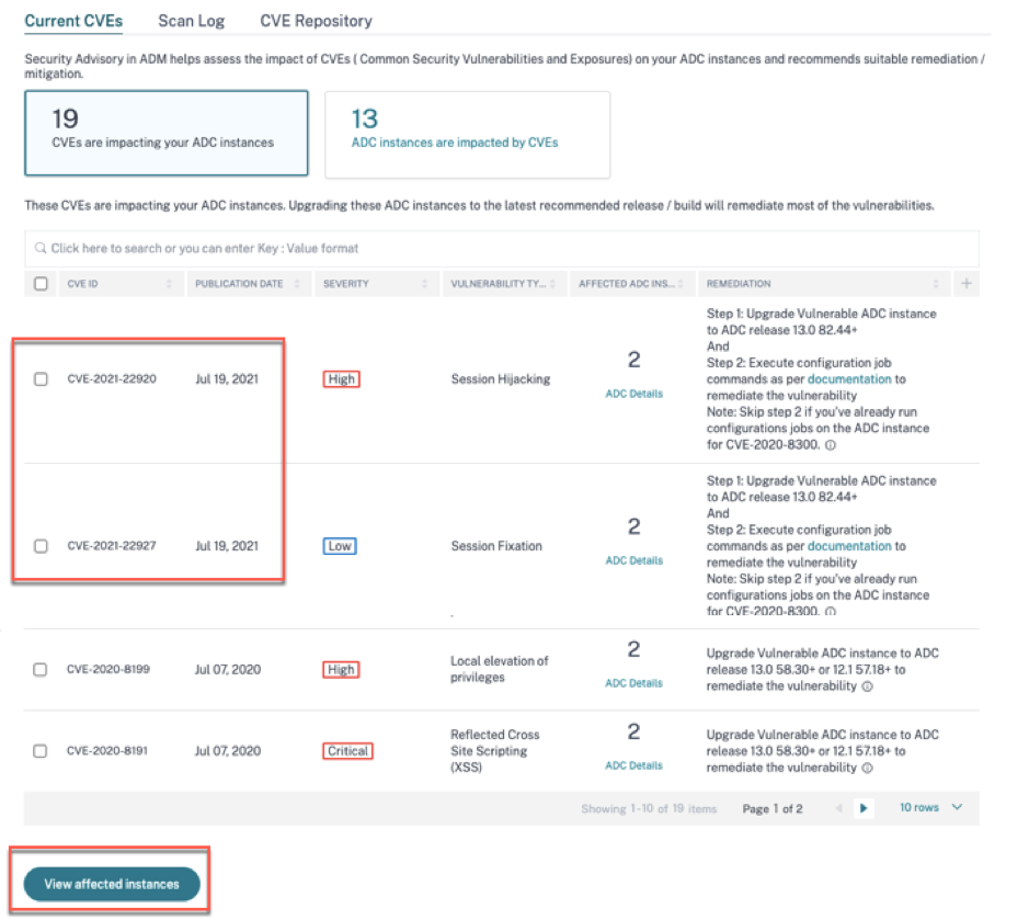 Tablero de consejos de seguridad para CVE-2021-22927 y CVE-2021-22920