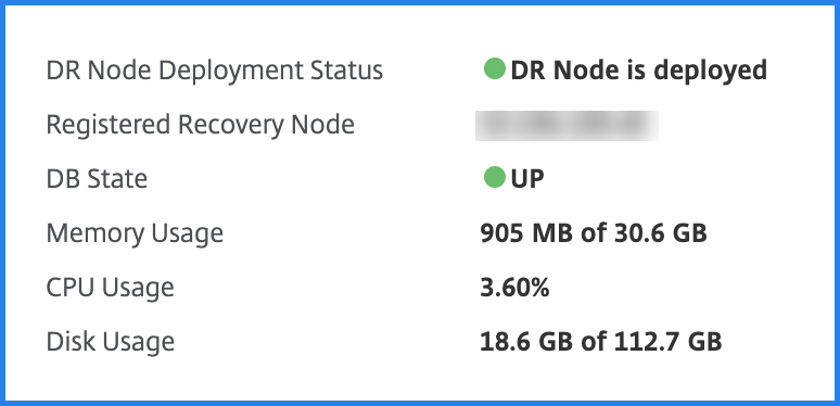 在 Citrix ADM GUI 中监视灾难恢复节点