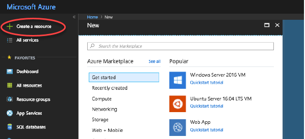 Écran de création de Resource dans Azure资源管理器