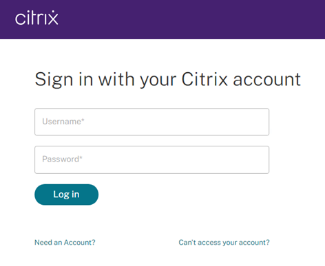 Citrix Cloud-Anmeldeformular