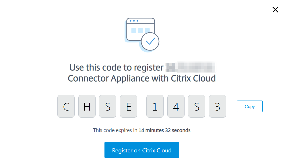 代码généré à utiliser pour se connecter à Citrix Cloud