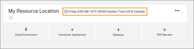 Resource location with update schedule highlighted