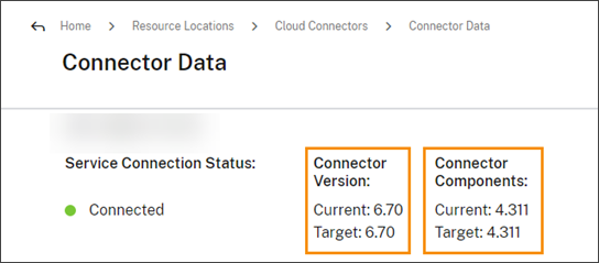 Expanded Cloud Connector tile with version displayed