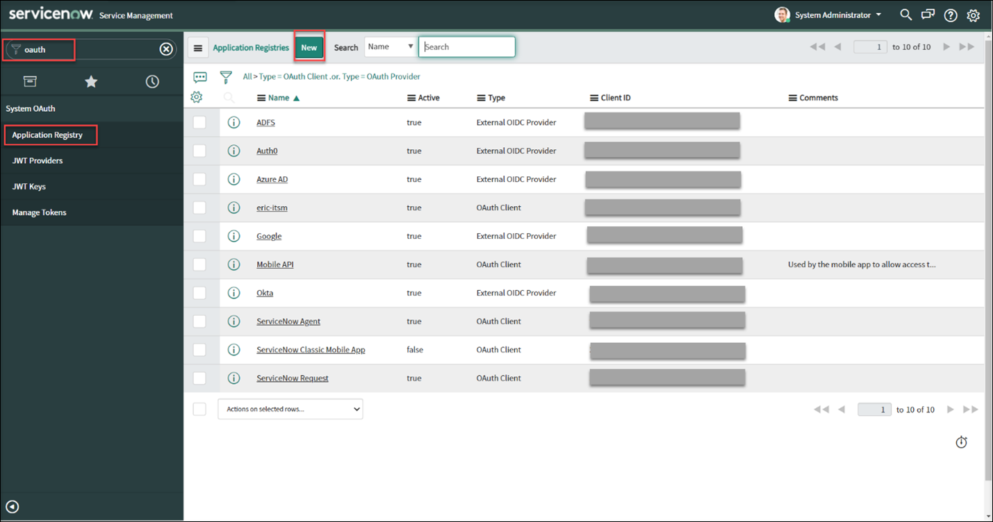 Créer un point de terminaison OAuth dans ServiceNow