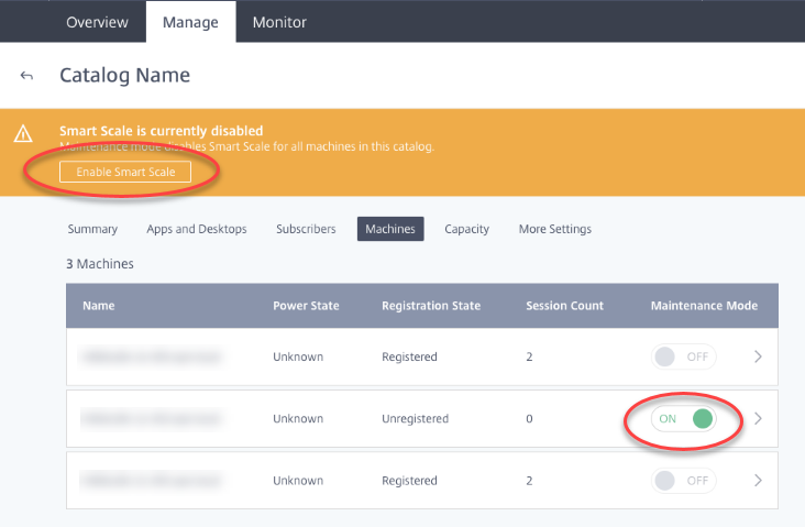 Page du mode de maintenance Smart Scale