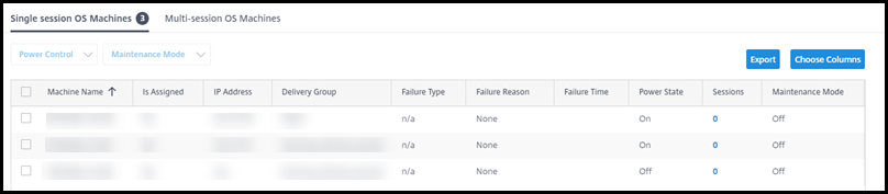 Machines display in Monitor dashboard