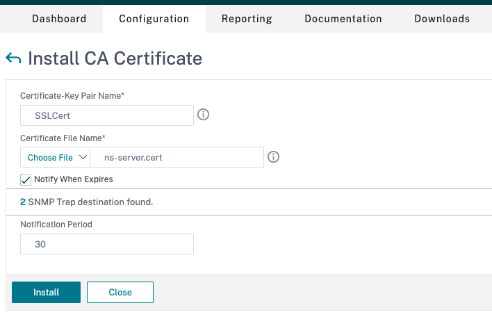 Install CA certificate