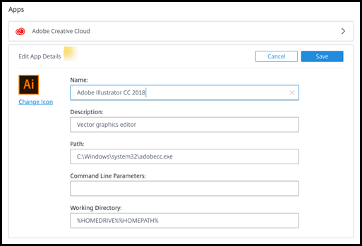 Change an application's properties