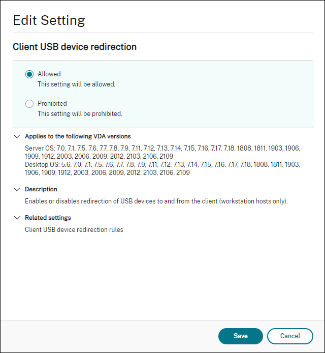 Client USB device redirection image