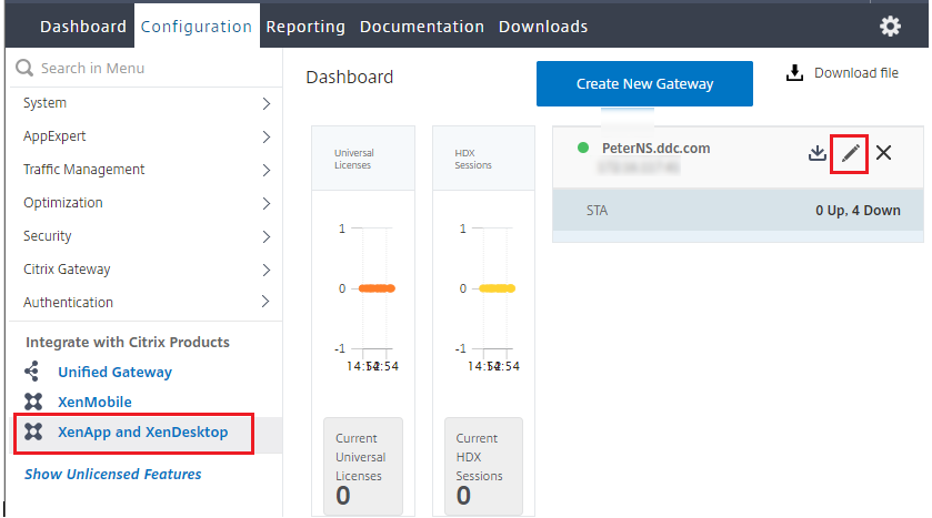 Edit existing gateway configuration