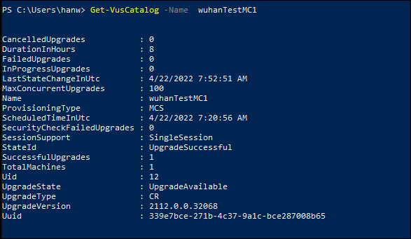 VDA upg PowerShell命令来检查rade status