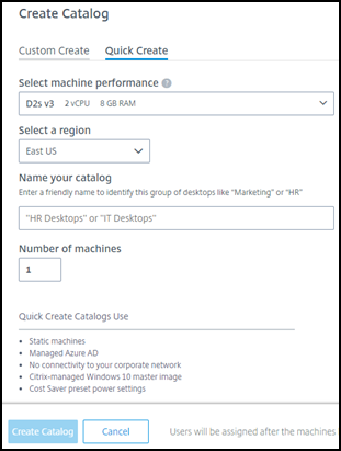 Quick create catalog fields