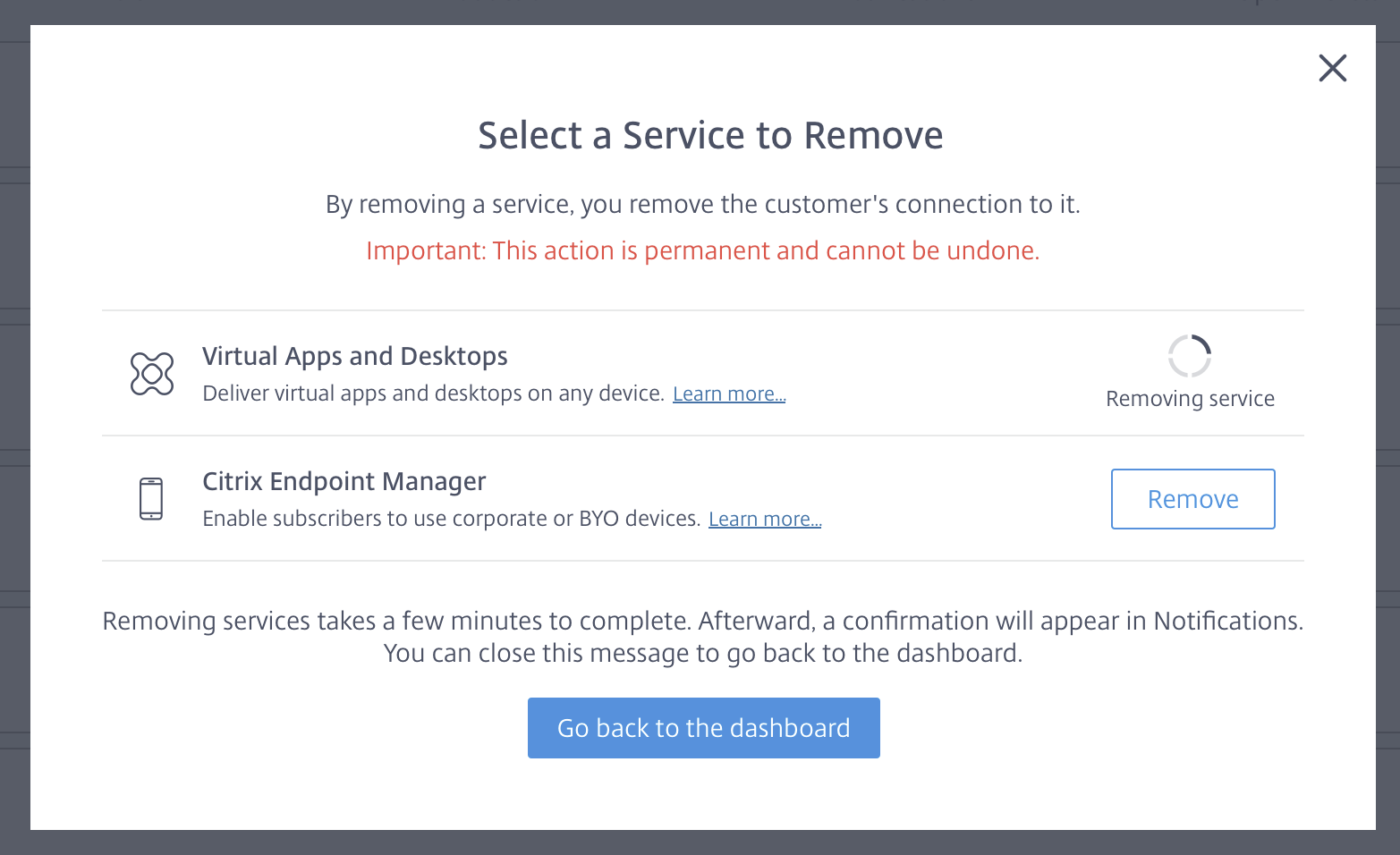 Remove a service time taken