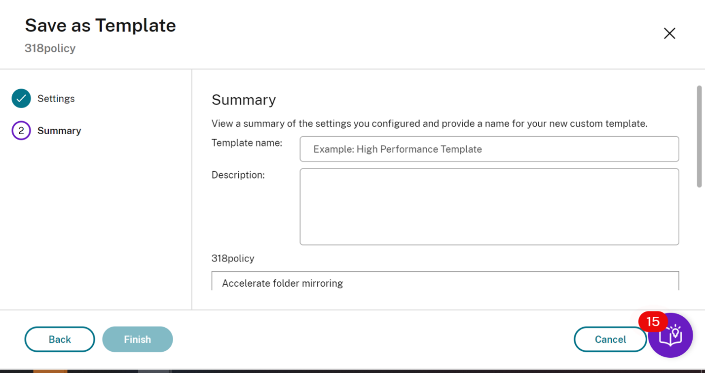 Select settings summary image