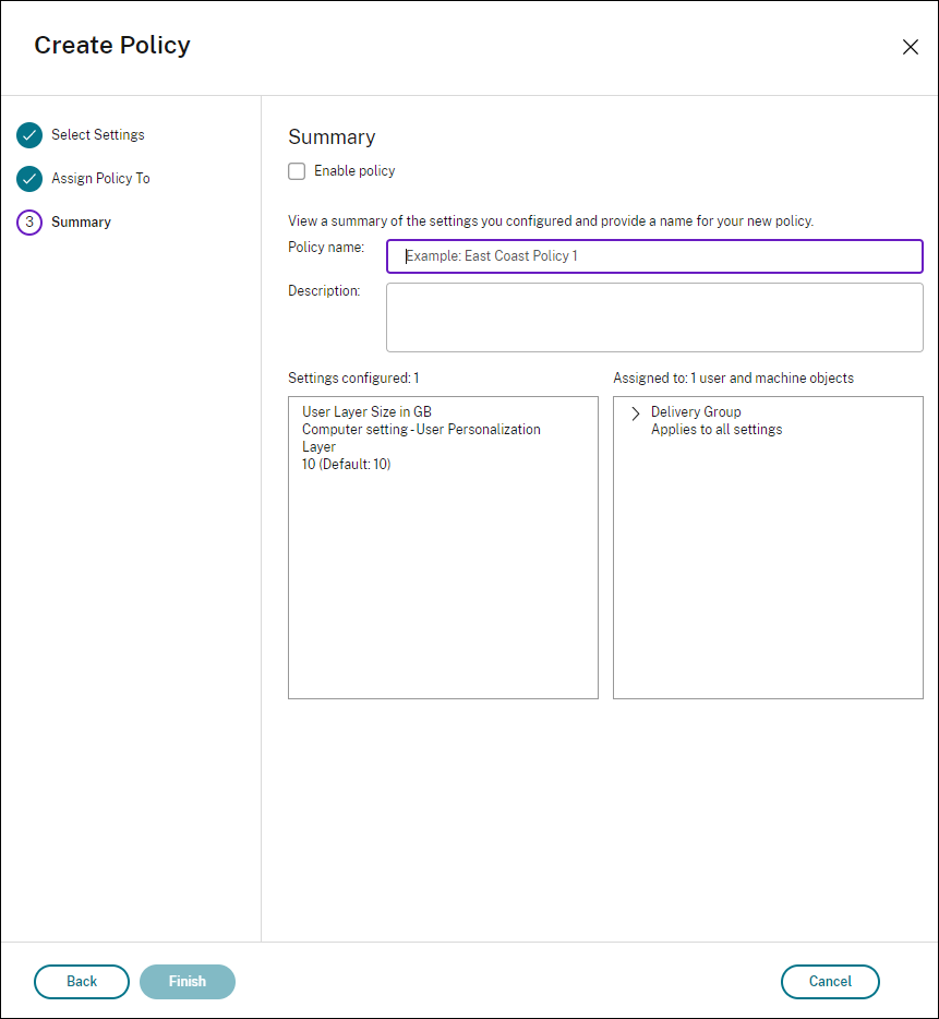 User layer policy name