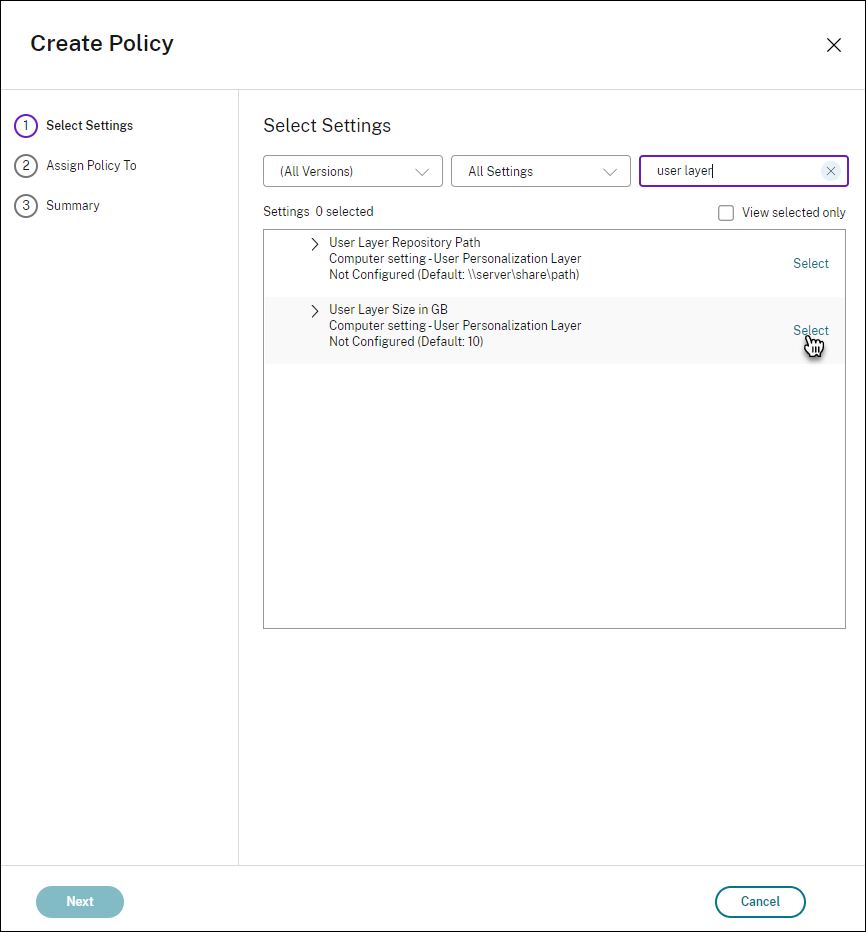 User layer repository path