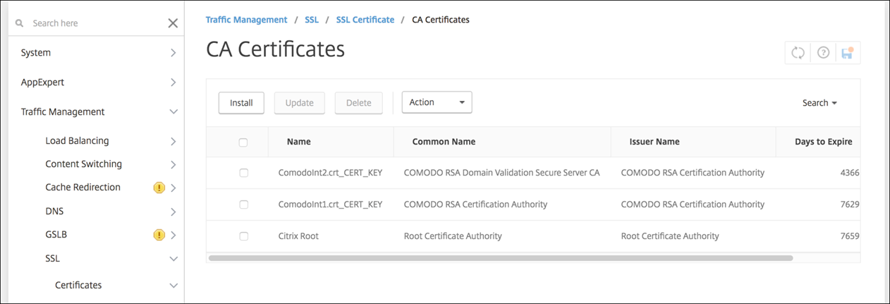 Citrix Gateway-Konfigurationsbildschirm