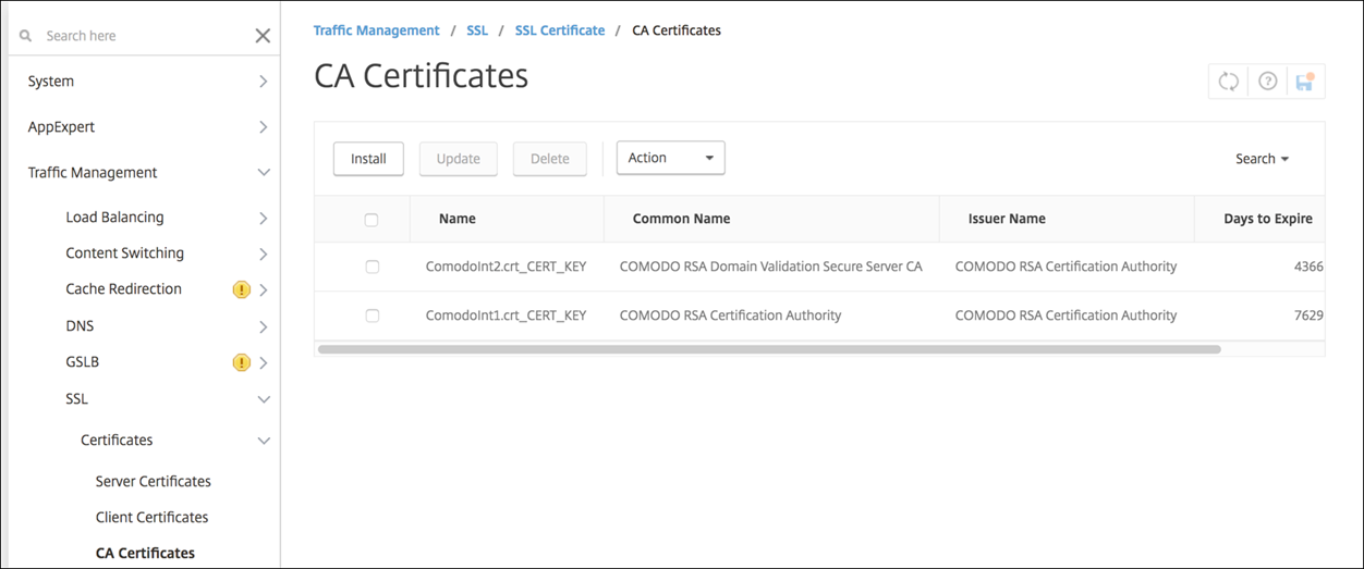 Citrix Gateway-Konfigurationsbildschirm