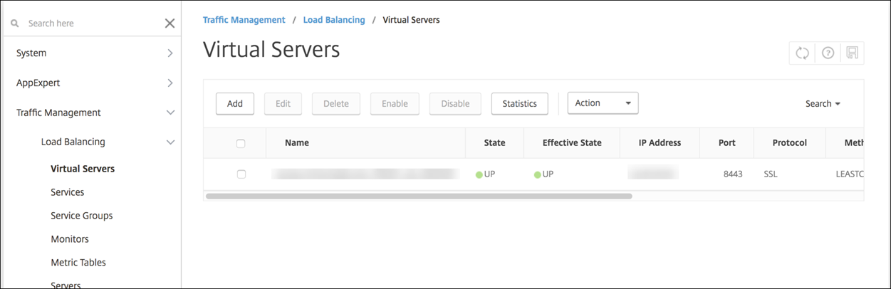 Citrix Gateway-Statusbildschirm