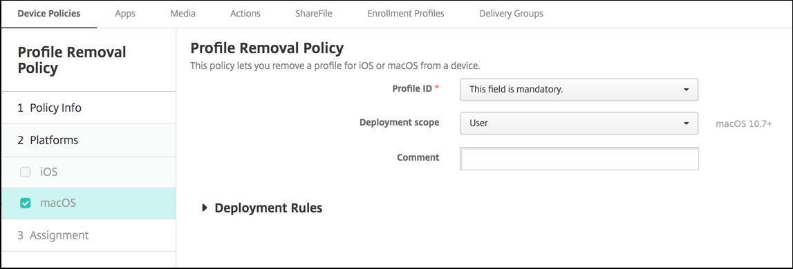 Device Policies配置界面