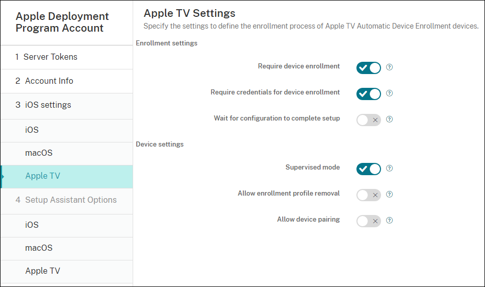 Apple Deployment Program Account settings screen