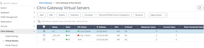 Virtual servers page