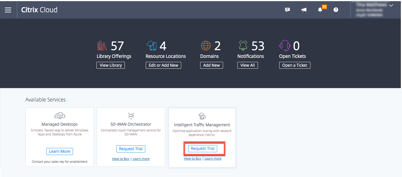 Citrix Cloud Dashboard