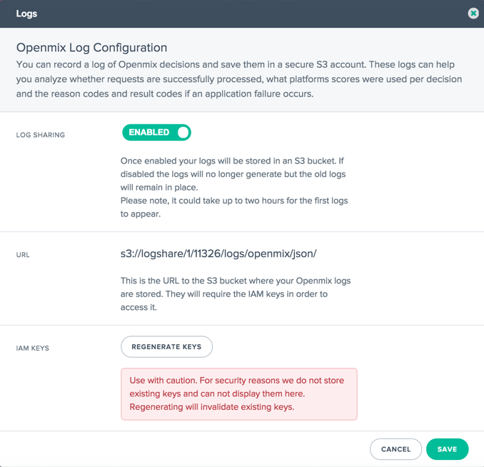 Configuración del registro de Openmix