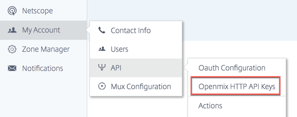 Claves de API HTTP de Openmix