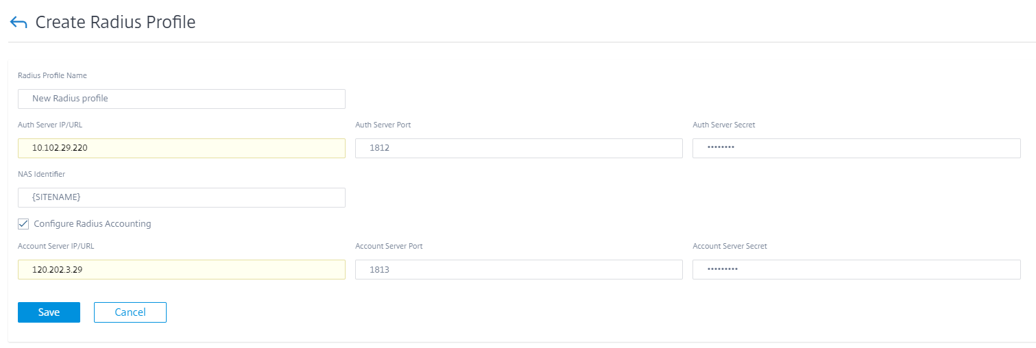 Create RADIUS profiles