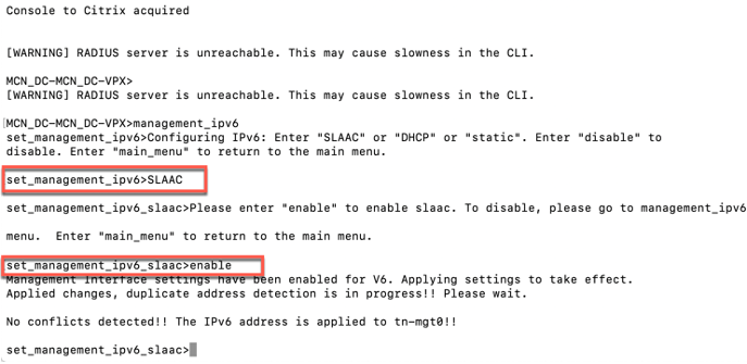 Setze Schnittstelle IPv6 SLAAC Prompt