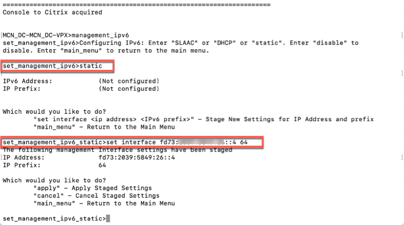 gesetzte Schnittstelle IPv6 DHCP stateless