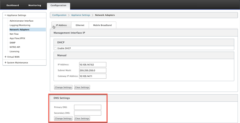 DNS settings