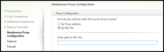 Página Configuración del proxy de Rendezvous en el installer de VDA